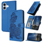 Datura Flower Embossed Flip Leather Phone Case, For iPhone 17, For iPhone Air, For iPhone 16 Pro Max