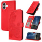 Datura Flower Embossed Flip Leather Phone Case, For iPhone 17, For iPhone Air, For iPhone 16 Pro Max