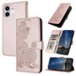 Datura Flower Embossed Flip Leather Phone Case, For iPhone 17, For iPhone Air, For iPhone 16 Pro Max