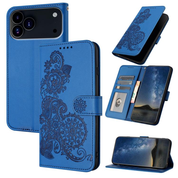 Datura Flower Embossed Flip Leather Phone Case, For iPhone 18 Pro / 17 Pro, For iPhone 18 Pro Max / 17 Pro Max, For iPhone 17e / 16e