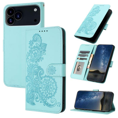 Datura Flower Embossed Flip Leather Phone Case, For iPhone 18 Pro / 17 Pro, For iPhone 18 Pro Max / 17 Pro Max, For iPhone 17e / 16e