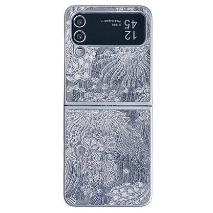 Embroidery Style Full Coverage Phone Case, For Samsung Galaxy Z Flip6 / Flip7 FE, For Samsung Galaxy Z Flip5, For Samsung Galaxy Z Flip4, For Samsung Galaxy Z Flip3