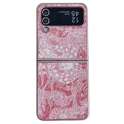 Embroidery Style Full Coverage Phone Case, For Samsung Galaxy Z Flip6 / Flip7 FE, For Samsung Galaxy Z Flip5, For Samsung Galaxy Z Flip4, For Samsung Galaxy Z Flip3
