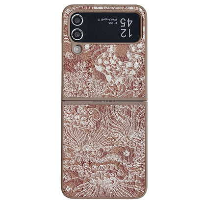 Embroidery Style Full Coverage Phone Case, For Samsung Galaxy Z Flip6 / Flip7 FE, For Samsung Galaxy Z Flip5, For Samsung Galaxy Z Flip4, For Samsung Galaxy Z Flip3
