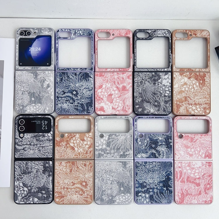 Embroidery Style Full Coverage Phone Case, For Samsung Galaxy Z Flip6 / Flip7 FE, For Samsung Galaxy Z Flip5, For Samsung Galaxy Z Flip4, For Samsung Galaxy Z Flip3