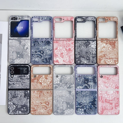 Embroidery Style Full Coverage Phone Case, For Samsung Galaxy Z Flip6 / Flip7 FE, For Samsung Galaxy Z Flip5, For Samsung Galaxy Z Flip4, For Samsung Galaxy Z Flip3