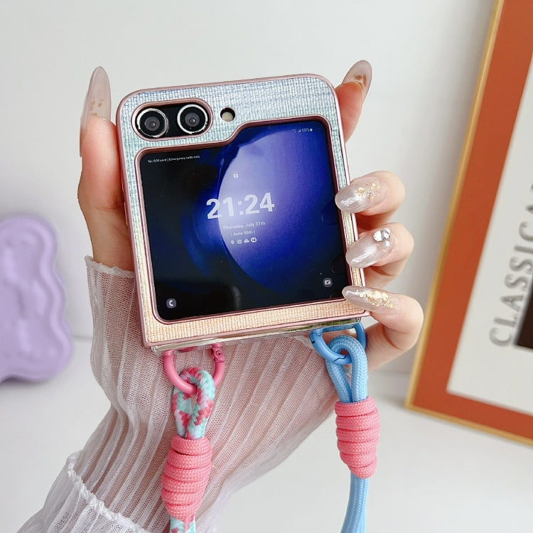 Illusory Color Leather Texture PC Phone Case with Color Strap, For Samsung Galaxy Z Flip6 / Flip7 FE, For Samsung Galaxy Z Flip5