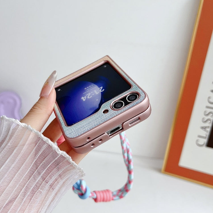 Illusory Color Leather Texture PC Phone Case with Color Strap, For Samsung Galaxy Z Flip6 / Flip7 FE, For Samsung Galaxy Z Flip5