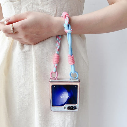 Illusory Color Leather Texture PC Phone Case with Color Strap, For Samsung Galaxy Z Flip6 / Flip7 FE, For Samsung Galaxy Z Flip5