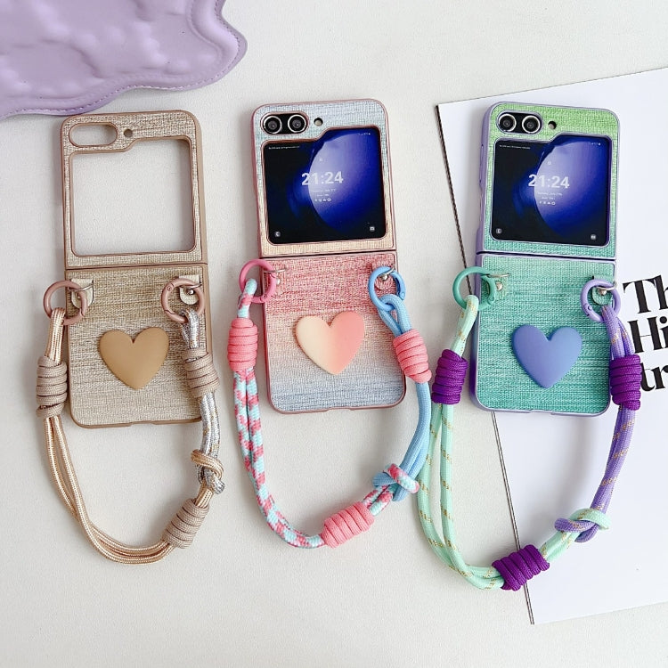 Illusory Color Leather Texture PC Phone Case with Color Strap, For Samsung Galaxy Z Flip6 / Flip7 FE, For Samsung Galaxy Z Flip5