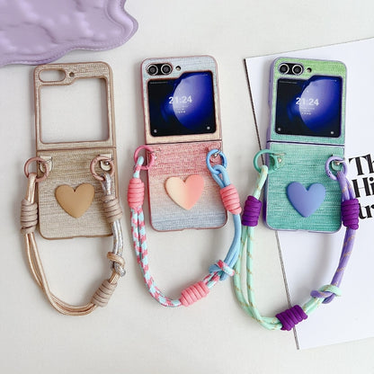 Illusory Color Leather Texture PC Phone Case with Color Strap, For Samsung Galaxy Z Flip6 / Flip7 FE, For Samsung Galaxy Z Flip5