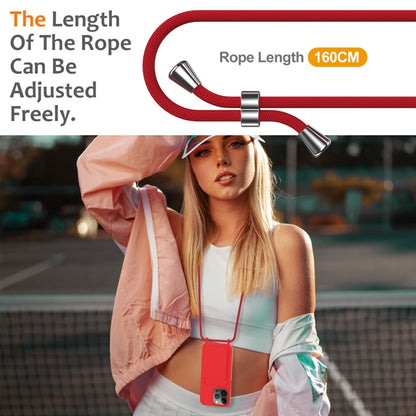 Integrated Card Bag Solid Color Liquid Silicone Phone Case with Lanyard, For iPhone 13 Pro, For iPhone 13, For iPhone 12, For iPhone 12 Pro Max, For iPhone 12 Pro