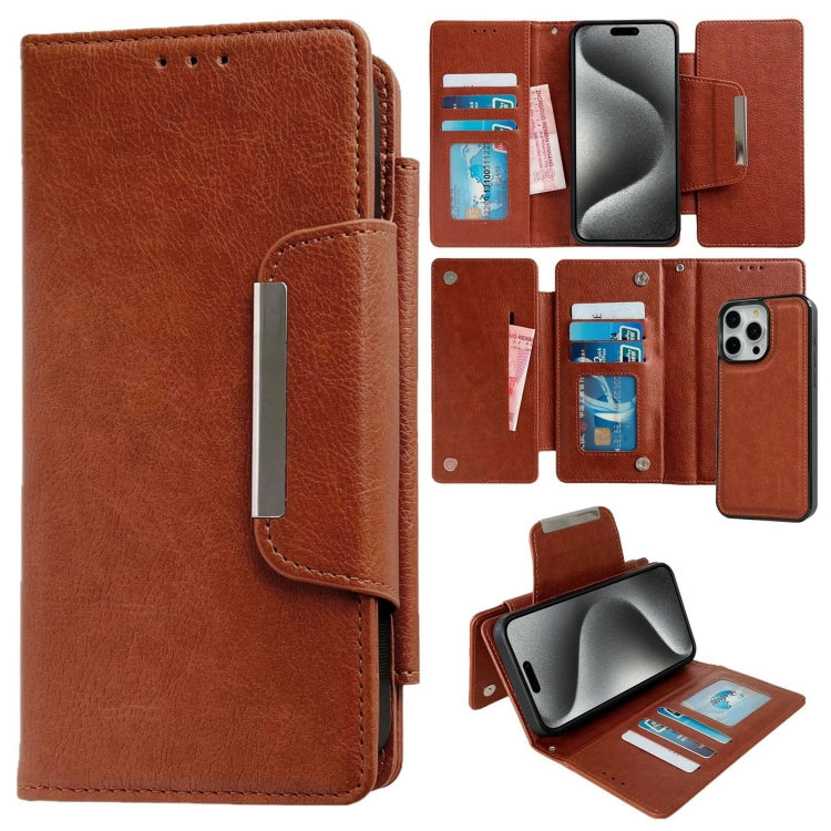 Multifunctional 7-Cards Wallet Leather Phone Case, For iPhone 16, For iPhone 15 Pro Max, For iPhone 15 Pro, For iPhone 15 Plus