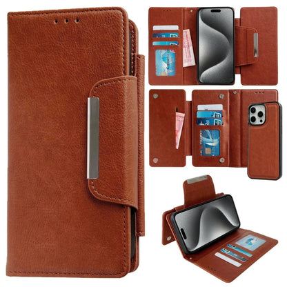 Multifunctional 7-Cards Wallet Leather Phone Case, For iPhone 16, For iPhone 15 Pro Max, For iPhone 15 Pro, For iPhone 15 Plus
