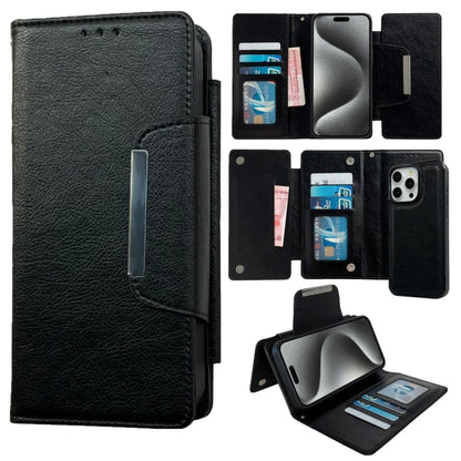 Multifunctional 7-Cards Wallet Leather Phone Case, For iPhone 16, For iPhone 15 Pro Max, For iPhone 15 Pro, For iPhone 15 Plus