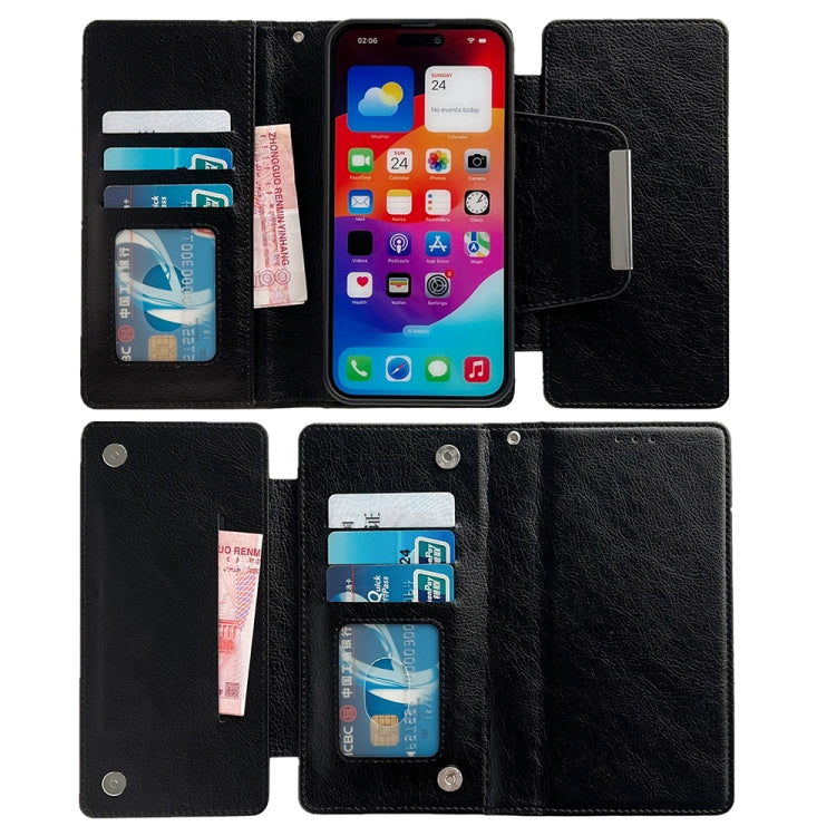 Multifunctional 7-Cards Wallet Leather Phone Case, For iPhone 16, For iPhone 15 Pro Max, For iPhone 15 Pro, For iPhone 15 Plus