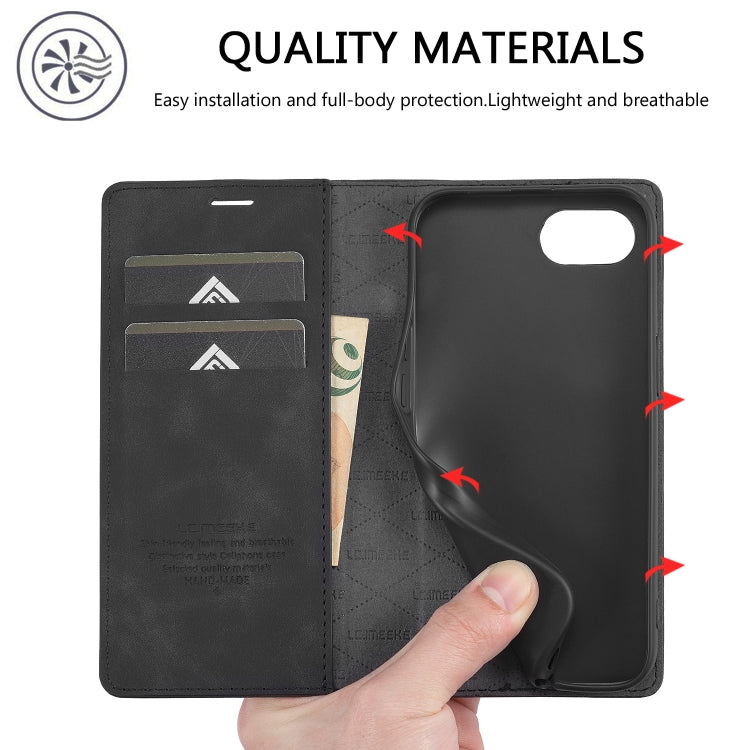 LC.IMEEKE Strong Magnetism Microfiber Leather Phone Case, For iPhone 17e / 16e, For iPhone 17 Pro Max, For iPhone 17 Pro, For iPhone 17