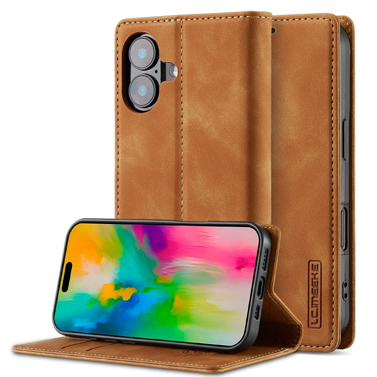 LC.IMEEKE Strong Magnetism Microfiber Leather Phone Case, For iPhone Air, For iPhone 16 Pro Max, For iPhone 16 Pro, For iPhone 16 Plus