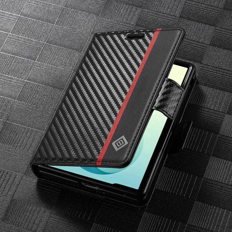 LC.IMEEKE Carbon Fiber Leather Phone Case, For Galaxy Z Fold8 5G, For Galaxy Z Fold8 Ultra 5G, For Galaxy Z Flip8 5G, For Samsung Galaxy Z Flip6 / Flip7 FE, For Samsung Galaxy Z Fold7 5G, For Samsung Galaxy Z Flip7 5G, For Samsung Galaxy Z Fold6 5G