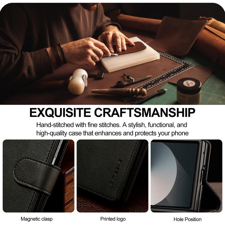LC.IMEEKE Calf Texture Leather Phone Case, For Galaxy Z Fold8 Ultra 5G, For Galaxy Z Flip8 5G, For Samsung Galaxy Z Flip6 / Flip7 FE, For Samsung Galaxy Z Fold7 5G