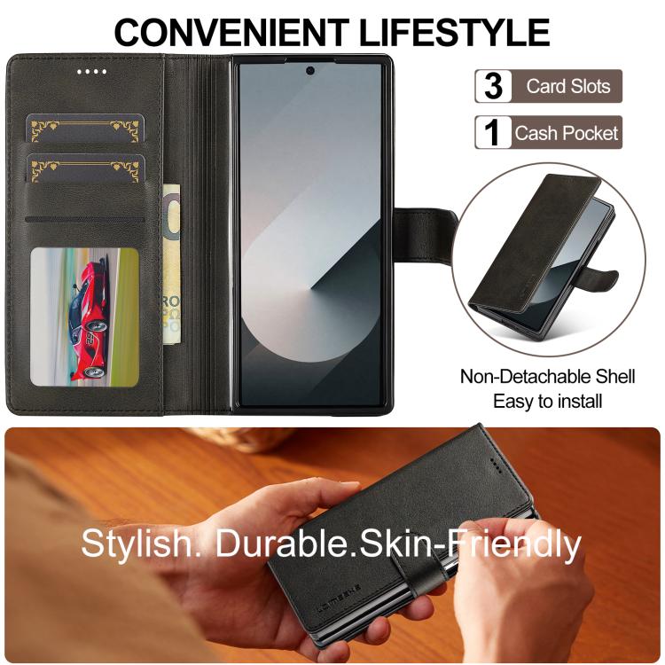 LC.IMEEKE Calf Texture Leather Phone Case, For Galaxy Z Fold8 Ultra 5G, For Galaxy Z Flip8 5G, For Samsung Galaxy Z Flip6 / Flip7 FE, For Samsung Galaxy Z Fold7 5G