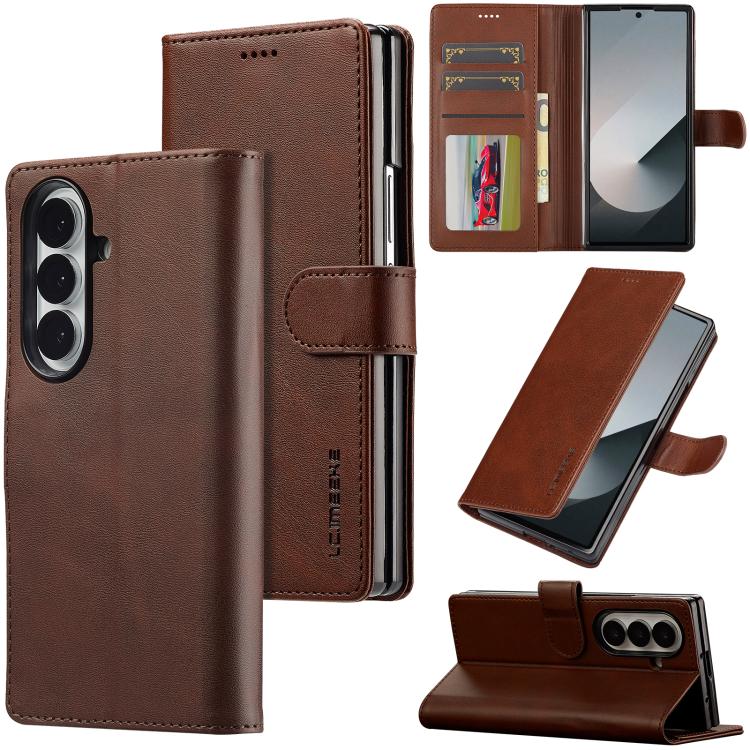 LC.IMEEKE Calf Texture Leather Phone Case, For Galaxy Z Fold8 Ultra 5G, For Galaxy Z Flip8 5G, For Samsung Galaxy Z Flip6 / Flip7 FE, For Samsung Galaxy Z Fold7 5G