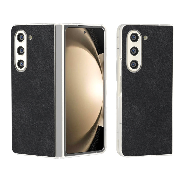 PU Leather Frosted Transparent Edge Phone Case, For Samsung Galaxy Z Flip6 / Flip7 FE, For Samsung Galaxy Z Fold5 5G, For Samsung Galaxy Z Flip5 5G