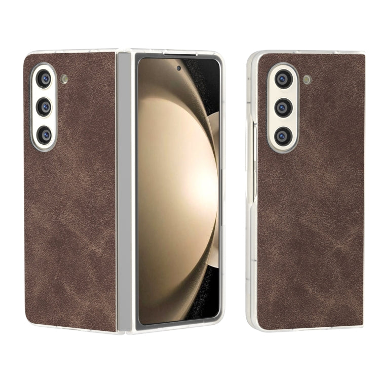 PU Leather Frosted Transparent Edge Phone Case, For Samsung Galaxy Z Flip6 / Flip7 FE, For Samsung Galaxy Z Fold5 5G, For Samsung Galaxy Z Flip5 5G