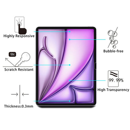 2pcs 0.26mm 9H 2.5D Explosion-proof Tempered Glass Film, For iPad Air 13 2026 / 2025 / 2024, For iPad Air 11 2026 / 2025 / 2024, For iPad Pro 13 2025 / 2024, For iPad Pro 11 2025 / 2024