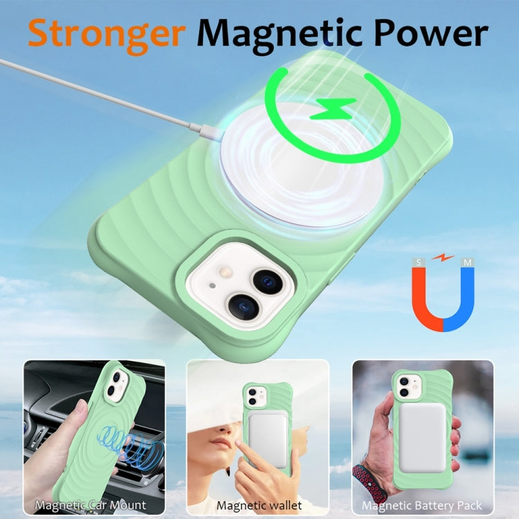 Wave Texture MagSafe Magnetic Liquid Silicone Phone Case, For iPhone 12 mini
