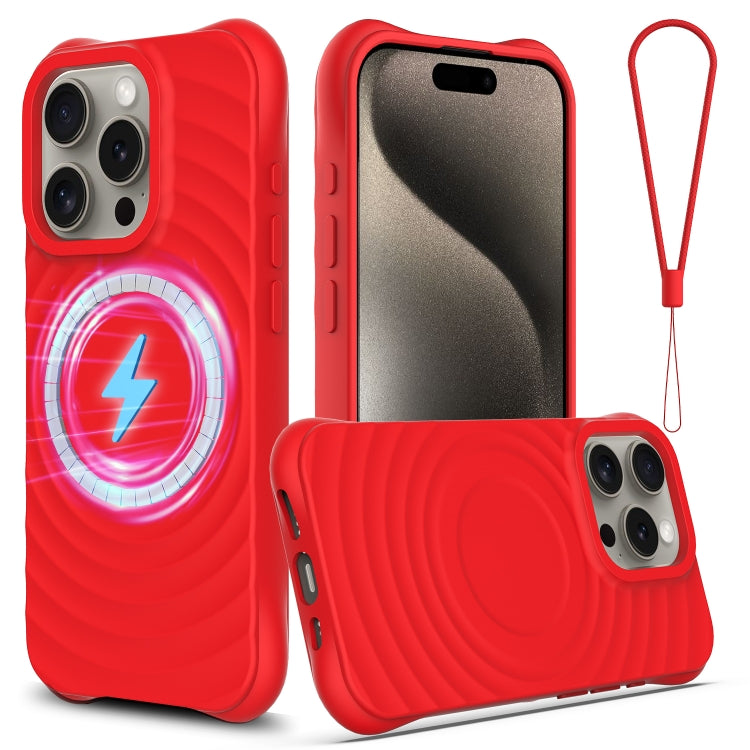 Wave Texture MagSafe Magnetic Liquid Silicone Phone Case, For iPhone Air, For iPhone 16 Pro Max, For iPhone 16 Pro, For iPhone 16 Plus