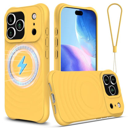 Wave Texture MagSafe Magnetic Liquid Silicone Phone Case, For iPhone 17e / 16e, For iPhone 17 Pro Max, For iPhone 17 Pro, For iPhone 17
