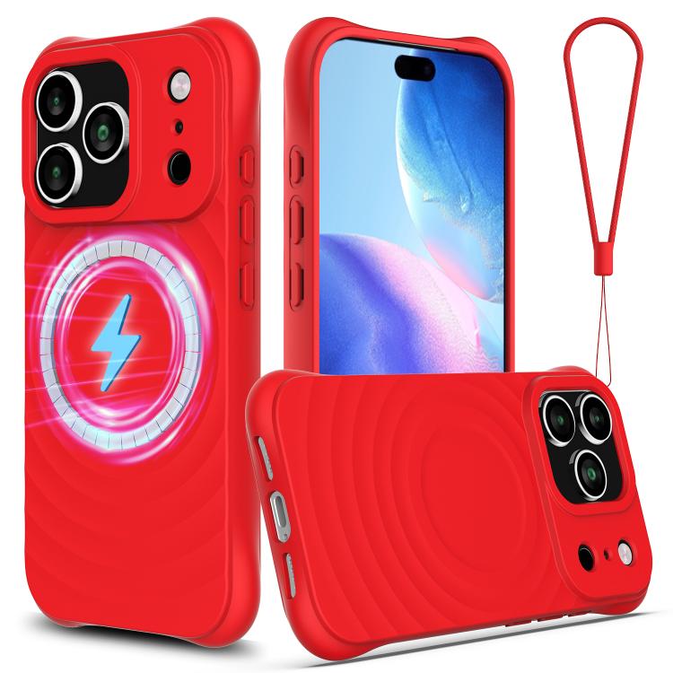 Wave Texture MagSafe Magnetic Liquid Silicone Phone Case, For iPhone 17e / 16e, For iPhone 17 Pro Max, For iPhone 17 Pro, For iPhone 17
