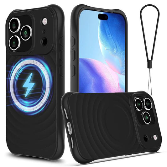 Wave Texture MagSafe Magnetic Liquid Silicone Phone Case, For iPhone 18 Pro / 17 Pro, For iPhone 18 Pro Max / 17 Pro Max, For iPhone 17e / 16e, For iPhone 17