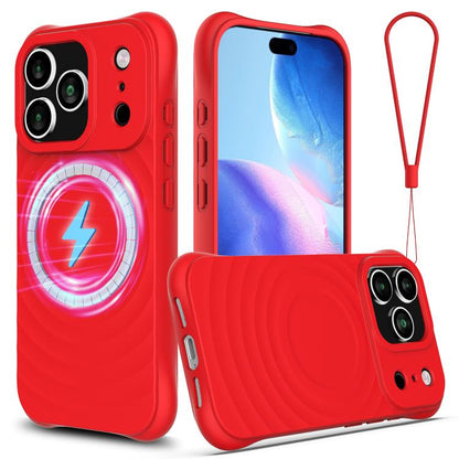 Wave Texture MagSafe Magnetic Liquid Silicone Phone Case, For iPhone 17e / 16e, For iPhone 17 Pro Max, For iPhone 17 Pro, For iPhone 17