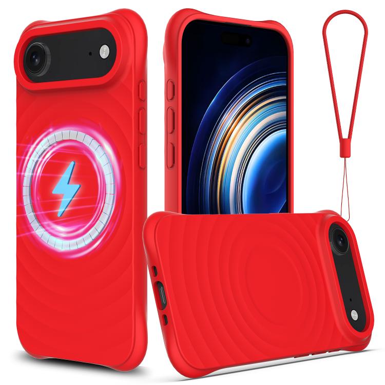 Wave Texture MagSafe Magnetic Liquid Silicone Phone Case, For iPhone Air, For iPhone 16 Pro Max, For iPhone 16 Pro, For iPhone 16 Plus