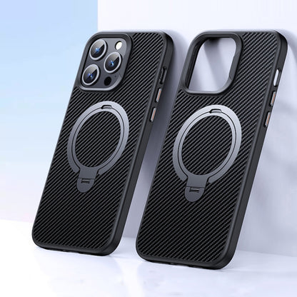 Double Ring MagSafe Holder Carbon Fiber Phone Case, For iPhone 16 Pro Max, For iPhone 16 Pro, For iPhone 16 Plus, For iPhone 16, For iPhone 15 Pro Max, For iPhone 15 Pro, For iPhone 15 Plus / 14 Plus, For iPhone 15, For iPhone 14 / 13, For iPhone 14 Pr...