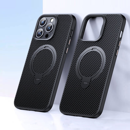 Double Ring MagSafe Holder Carbon Fiber Phone Case, For iPhone 16 Pro Max, For iPhone 16 Pro, For iPhone 16 Plus, For iPhone 16, For iPhone 15 Pro Max, For iPhone 15 Pro, For iPhone 15 Plus / 14 Plus, For iPhone 15, For iPhone 14 / 13, For iPhone 14 Pr...