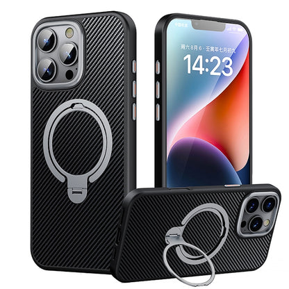 Double Ring MagSafe Holder Carbon Fiber Phone Case