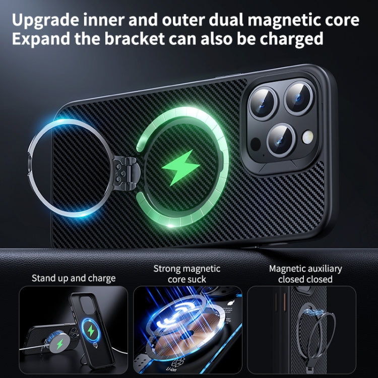Double Ring MagSafe Holder Carbon Fiber Phone Case, For iPhone 16 Pro Max, For iPhone 16 Pro, For iPhone 16 Plus, For iPhone 16, For iPhone 15 Pro Max, For iPhone 15 Pro, For iPhone 15 Plus / 14 Plus, For iPhone 15, For iPhone 14 / 13, For iPhone 14 Pr...