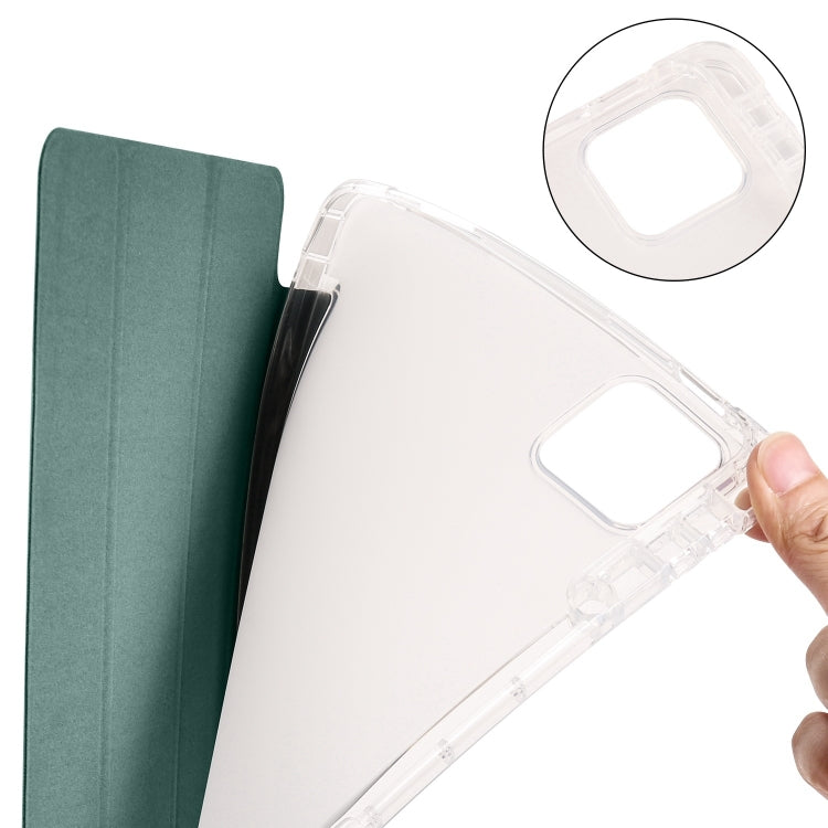 3-fold Clear TPU Smart Leather Tablet Case with Pen Slot