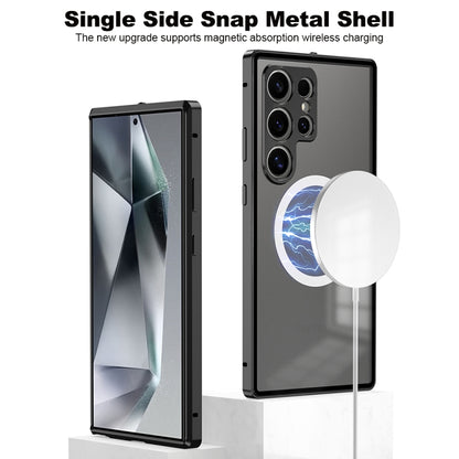 Snap Buckle Metal Frame Frosted MagSafe Phone Case, For Samsung Galaxy S24 Ultra 5G, For Samsung Galaxy S24+ 5G, For Samsung Galaxy S24 5G