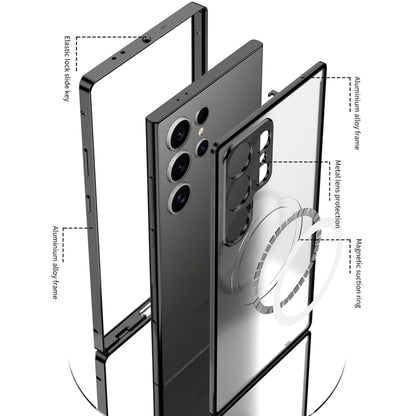 Snap Buckle Metal Frame Frosted MagSafe Phone Case, For Samsung Galaxy S24 Ultra 5G, For Samsung Galaxy S24+ 5G, For Samsung Galaxy S24 5G