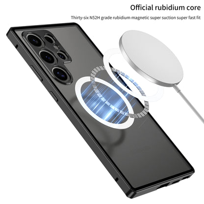 Snap Buckle Metal Frame Frosted MagSafe Phone Case, For Samsung Galaxy S24 Ultra 5G, For Samsung Galaxy S24+ 5G, For Samsung Galaxy S24 5G