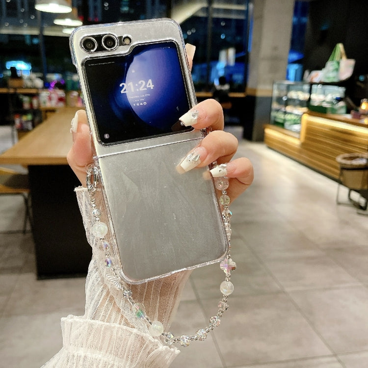 Feather Butterfly Pattern PC Side Buckle Full Coverage Shockproof Phone Case with Bracelet, For Samsung Galaxy Z Flip6 / Flip7 FE, For Samsung Galaxy Z Flip5 5G