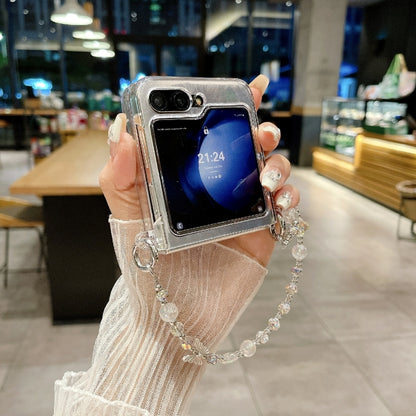 Feather Butterfly Pattern PC Side Buckle Full Coverage Shockproof Phone Case with Bracelet, For Samsung Galaxy Z Flip6 / Flip7 FE, For Samsung Galaxy Z Flip5 5G