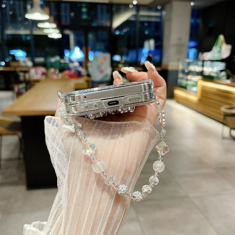 Feather Butterfly Pattern PC Side Buckle Full Coverage Shockproof Phone Case with Bracelet, For Samsung Galaxy Z Flip6 / Flip7 FE, For Samsung Galaxy Z Flip5 5G