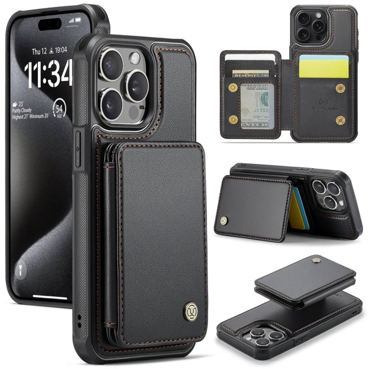 JEEHOOD J05 Business Magnetic Style RFID Leather Phone Case, For iPhone 16, For iPhone 15 Pro Max, For iPhone 15 Pro, For iPhone 15 Plus