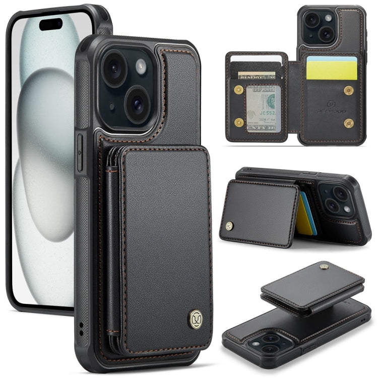 JEEHOOD J05 Business Magnetic Style RFID Leather Phone Case, For iPhone 16, For iPhone 15 Pro Max, For iPhone 15 Pro, For iPhone 15 Plus