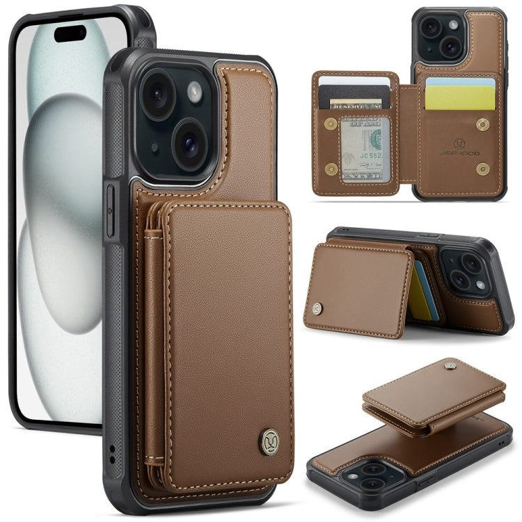 JEEHOOD J05 Business Magnetic Style RFID Leather Phone Case, For iPhone 16, For iPhone 15 Pro Max, For iPhone 15 Pro, For iPhone 15 Plus